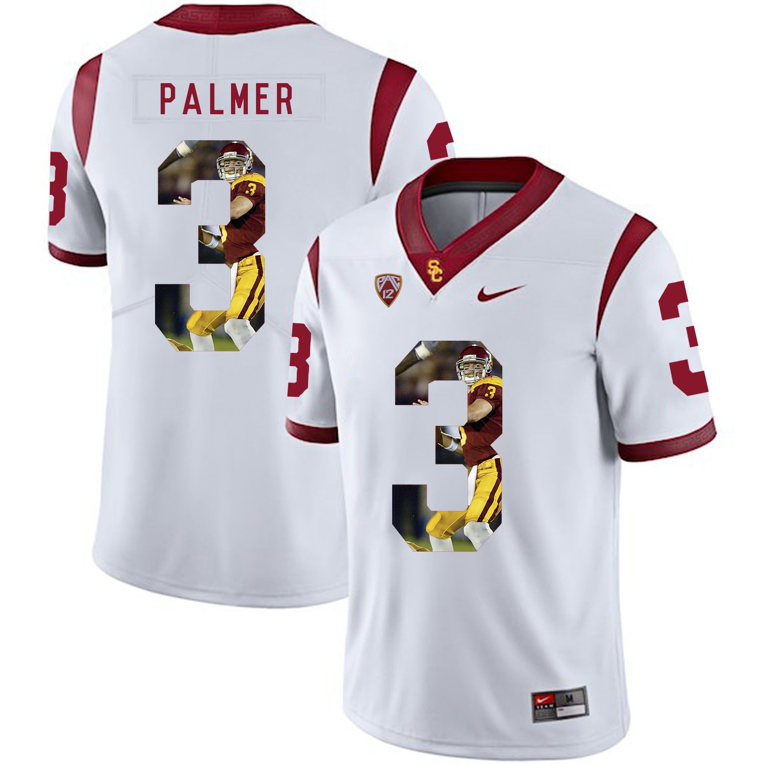 Men USC Trojans #3 Palmer White Fashion Edition Customized NCAA Jerseys->customized ncaa jersey->Custom Jersey